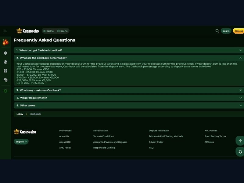 Cashback Casinacho Nacho Casino na tle rynku — pięć poziomów vs stały procent